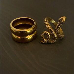 14K Gold-Plated Snake Ring Set